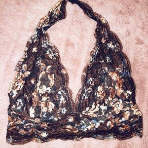🔥 NWOT urban brown floral halter bralette small